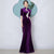 Luxury Velvet Cheongsam Qipao Dress Long Fitted Mermaid Evening Gown