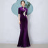 Luxury Velvet Cheongsam Qipao Dress Long Fitted Mermaid Evening Gown