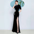 Luxury Velvet Cheongsam Qipao Dress Long Fitted Mermaid Evening Gown