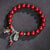 Natural Cinnabar Bead Bracelet with Pure Silver Pendant