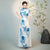 Half Sleeves Cheongsam Top Vietnamese Ao Dai Dress Floral Dress includes Loose Pants