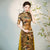 Half Sleeves Cheongsam Top Vietnamese Ao Dai Dress includes Loose Pants