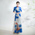 Half Sleeves Cheongsam Top Vietnamese Ao Dai Dress includes Loose Pants