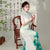 Half Sleeves Cheongsam Top Vietnamese Ao Dai Dress Floral Dress includes Loose Pants