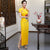 Elegant Velvet Floral Embroidery Cheongsam Dress Short Sleeve Plus Size