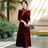 Velvet Embroidered Slim-Fit Qipao Dress – Long Sleeve Autumn Winter Wear