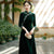 Velvet Embroidered Slim-Fit Qipao Dress – Long Sleeve Autumn Winter Wear