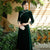 Velvet Embroidered Slim-Fit Qipao Dress – Long Sleeve Autumn Winter Wear