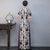 Elegant Half-Sleeve Floral Ao Dai Dress with Loose Pants