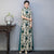 Elegant Half-Sleeve Floral Ao Dai Dress with Loose Pants