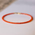 Natural 2 mm Unprocessed Red Agate Bracelet for Women 14K Gold Accents