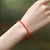 Natural 2 mm Unprocessed Red Agate Bracelet for Women 14K Gold Accents