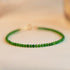 Natural 2.5 mm Unprocessed Green Chalcedony Bracelet for Women 14K Gold Accents