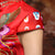 Vestido de novia chino hasta la rodilla con apliques de encaje bordado de Phoenix
