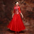 Chinesisches Hochzeitskleid mit Mandarinente-Muster mit langen Ärmeln
