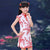 Flügelärmeln Schlüsselloch-Ausschnitt Kinder Cheongsam Blumen Chinesisches Kleid