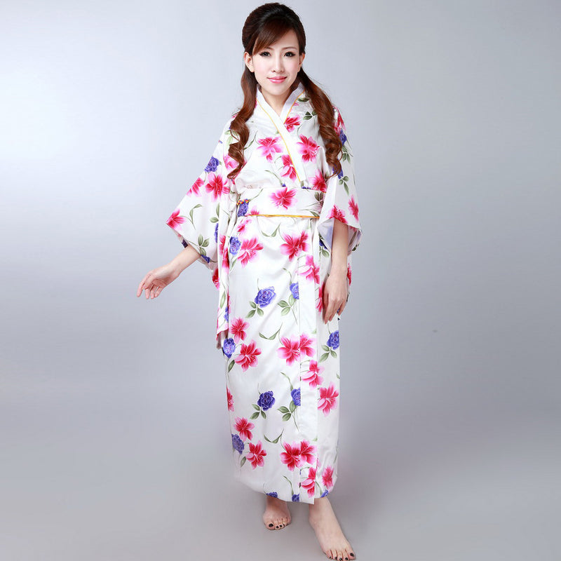 Accappatoio kimono retrò giapponese da ragazza con motivo floreale –  IDREAMMART