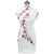 Vestido chino cheongsam de algodón elegante bordado floral hasta la rodilla
