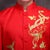Traje de novio chino en raso con bordado floral y fénix