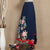 Falda de expansión con bordado floral de estilo chino tradicional de longitud completa