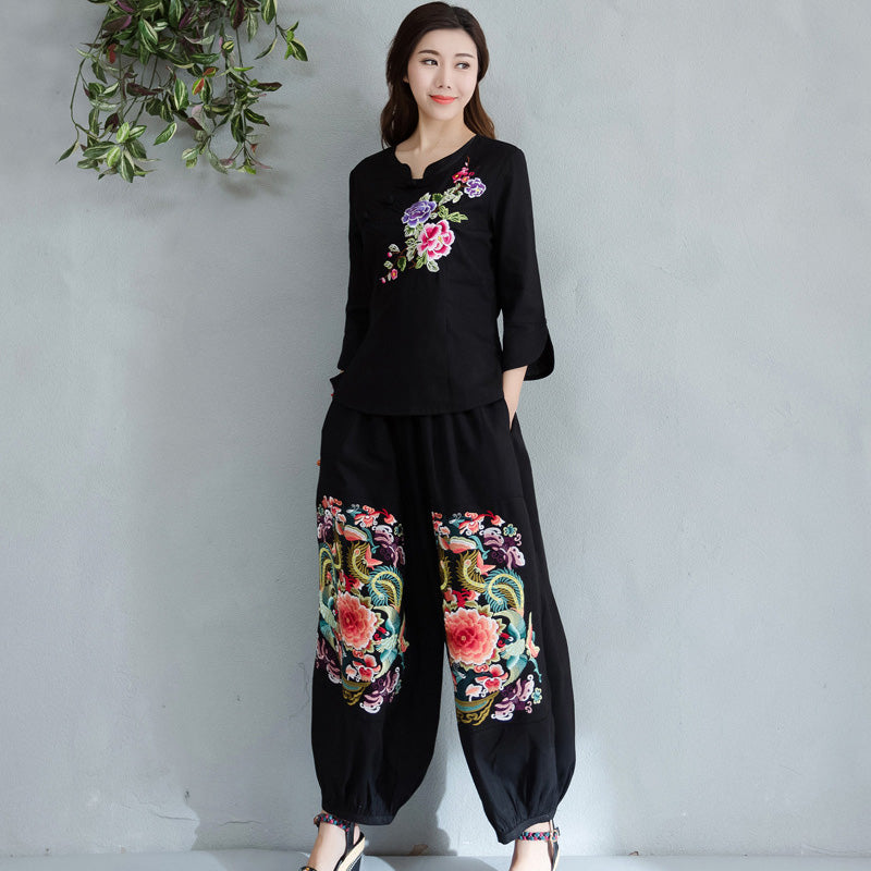 Floral Embroidery Signature Cotton Traditional Chinese Style Women's L –  IDREAMMART
