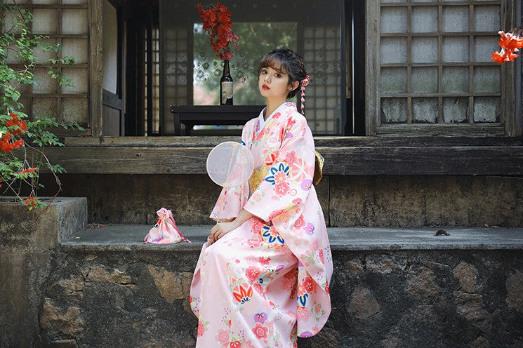 Sakura Pattern Formal Wear Japanese Kimono Furisode IDREAMMART
