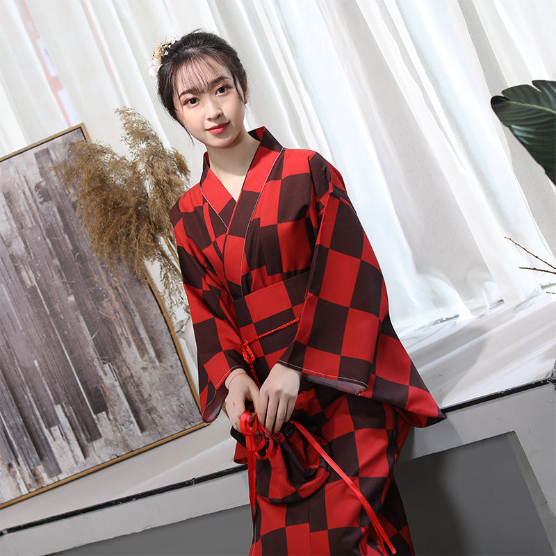 Red Japanese Hemp Kimono Pattern Leggings by TakoTakoQueen