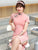 Signature Baumwolle Blumenstickerei Kurzarm Mini Cheongsam Chinesisches Kleid