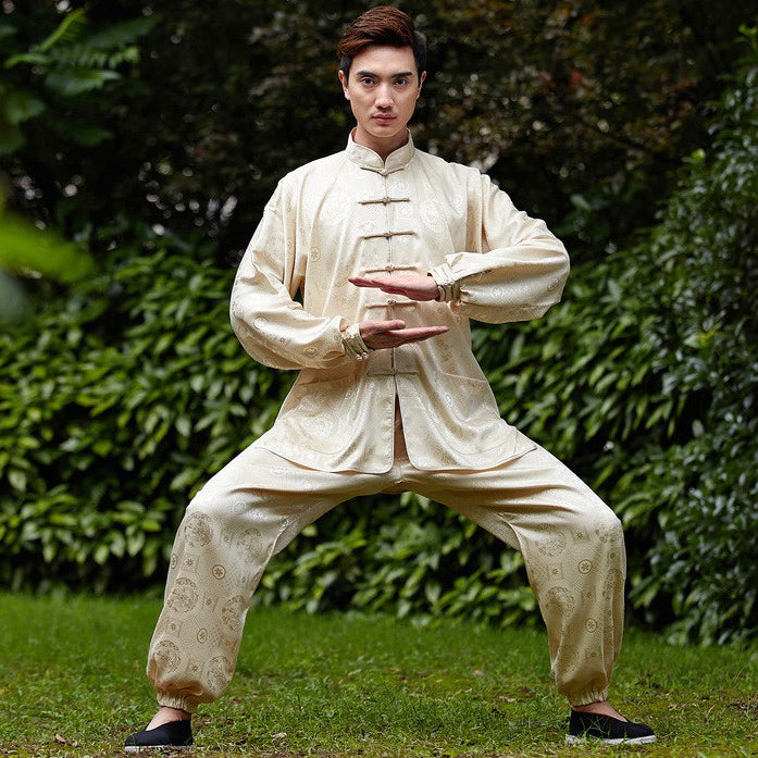 Auspicious Pattern Silk Blend Traditional Chinese Tai Chi Suit – IDREAMMART