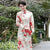 Robe Cheongsam Qipao en coton à manches longues et signature florale