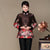 Manteau ouaté floral en soie et lin pour femmes de style chinois avec boutons à sangle