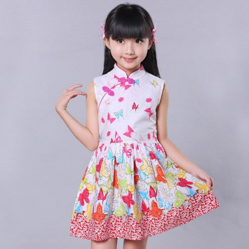 Cap Sleeve Mini Kid's Cheongsam Floral Qipao Dress – IDREAMMART