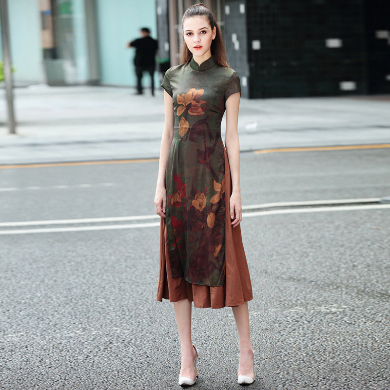 Cheongsam Top Classic Vietnam Silk Ao Dai Dress – IDREAMMART