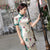 Robe chinoise Cheongsam en soie mélangée à fleurs pleine longueur avec boutons à bretelles