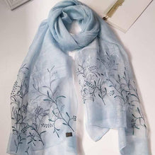 Real Silk Oriental Floral Embroidery Scarf Shawl – IDREAMMART