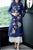 Abrigo de viento de madre de estilo chino de longitud de té con bordado floral