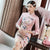 Vestido Qipao Cheongsam moderno hasta la rodilla con bordado floral y fénix
