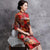 Vestido Qipao Cheongsam de terciopelo floral con media manga hasta la rodilla
