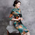 Half Sleeve Knee Length Floral Velvet Cheongsam Qipao Dress