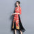 Halbarm-Cheongsam-Kleid aus Seide mit V-Ausschnitt und Chiffon-Rock