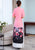 Vestido Ao Dai de gasa de longitud completa con estampado floral de media manga