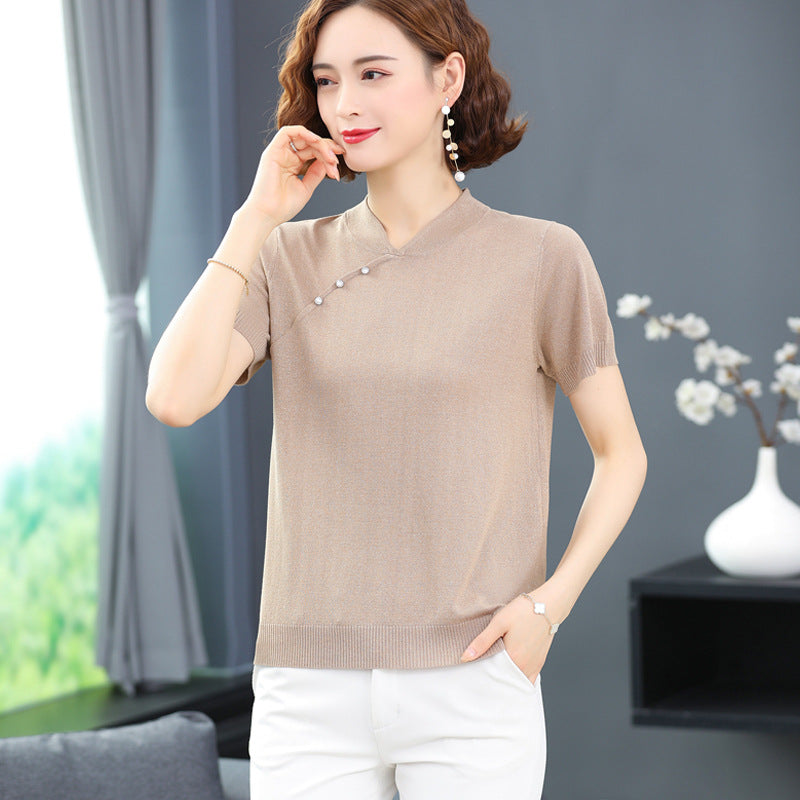 One Piece Only Casual Modern Cheongsam Shirt Mandarin Collar Crop Top for  Women Made from Cotton Lace Blend in White Handmade 109 - Interact China