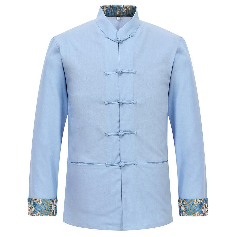 Signature Cotton Chinese Style Kung Fu Coat with Brocade Turned Cuff ...