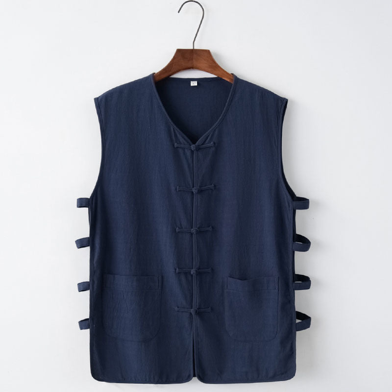 Signature Cotton V Neck Traditional Chinese Style Waistcoat – IDREAMMART