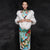 Robe chinoise Cheongsam florale à demi-manches avec bord en dentelle