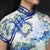 Robe Cheongsam Qipao à fleurs et à manches longues
