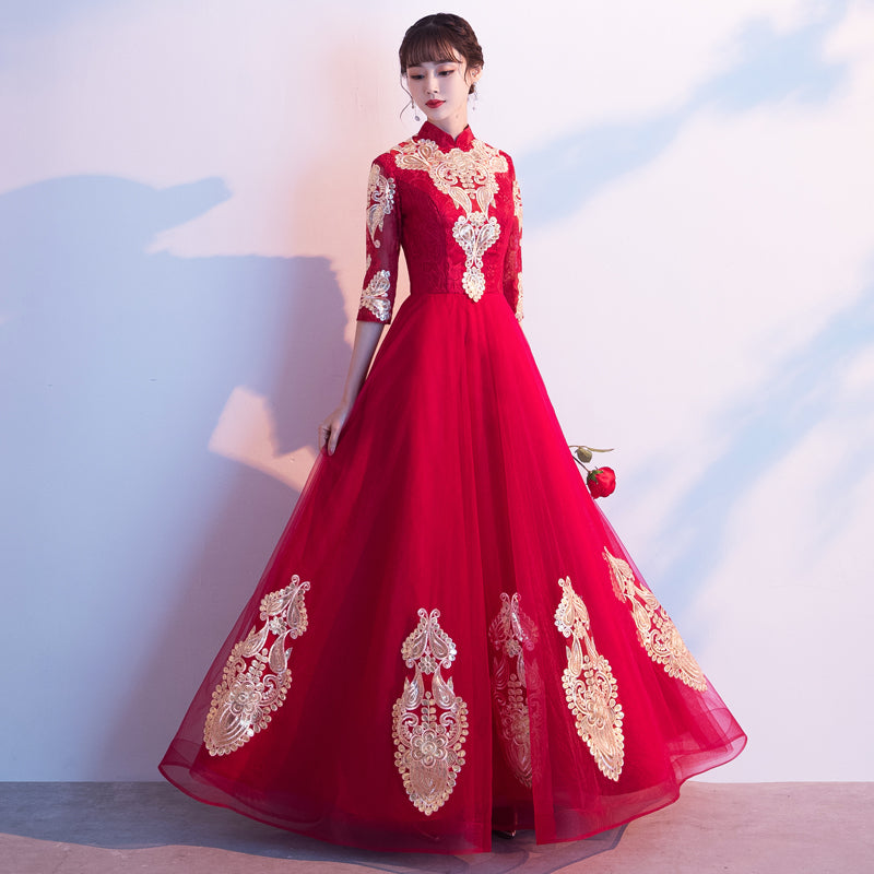 Chinese collar long fashion gown