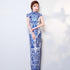 Vestido chino Qipao Cheongsam con brocado de porcelana azul y blanca