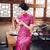 Vestido chino de encaje floral cheongsam largo ajustado de manga corta