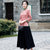 Camicetta cinese elegante a maniche lunghe in garza irrigata floreale cheongsam